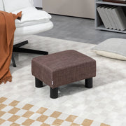 Pouf imbottito rettangolare marrone in lino 40 x 30 x 24 cm