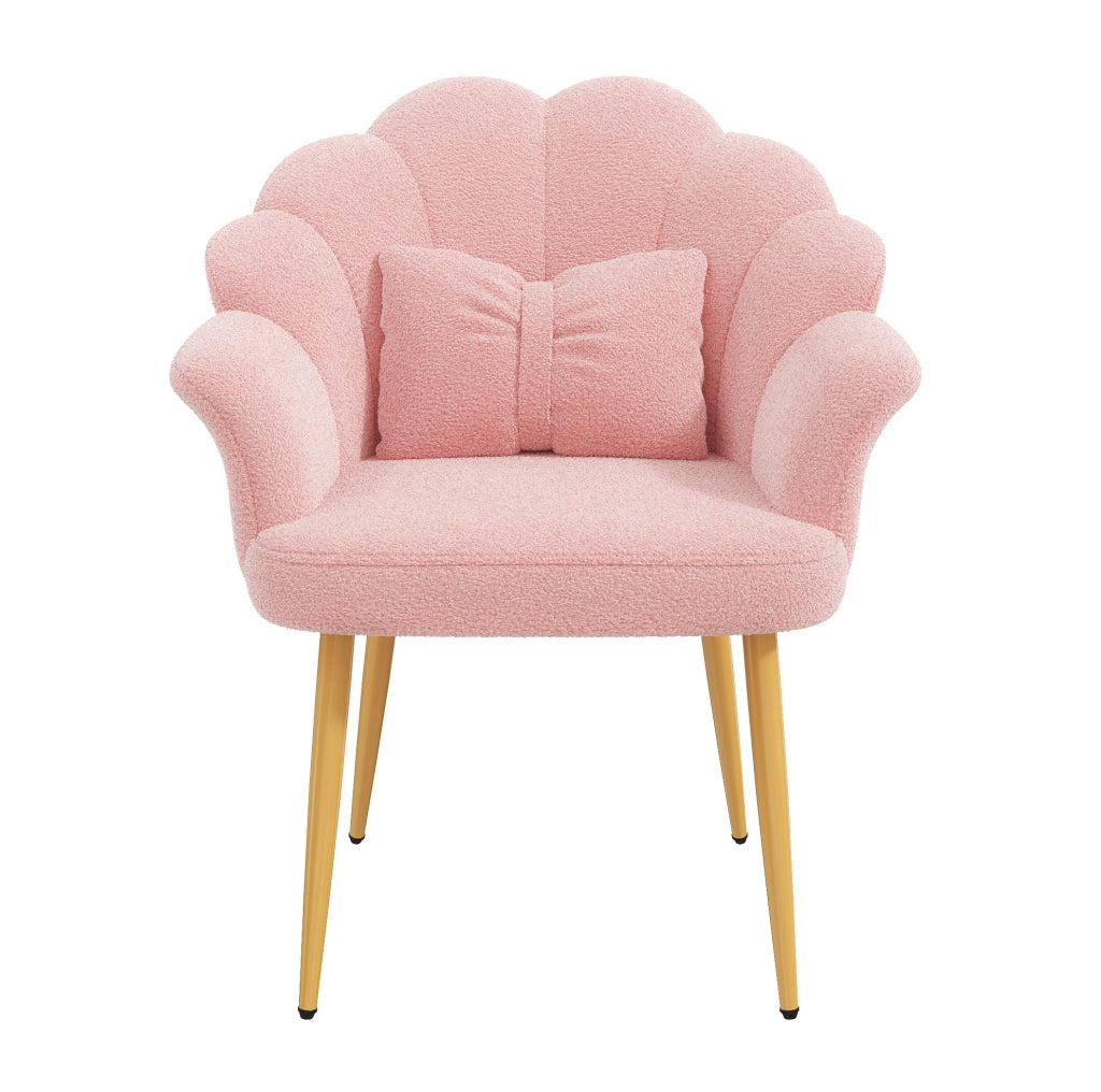 Poltrona con braccioli 64x65;5x85 cm in tessuto peluche rosa con cuscino