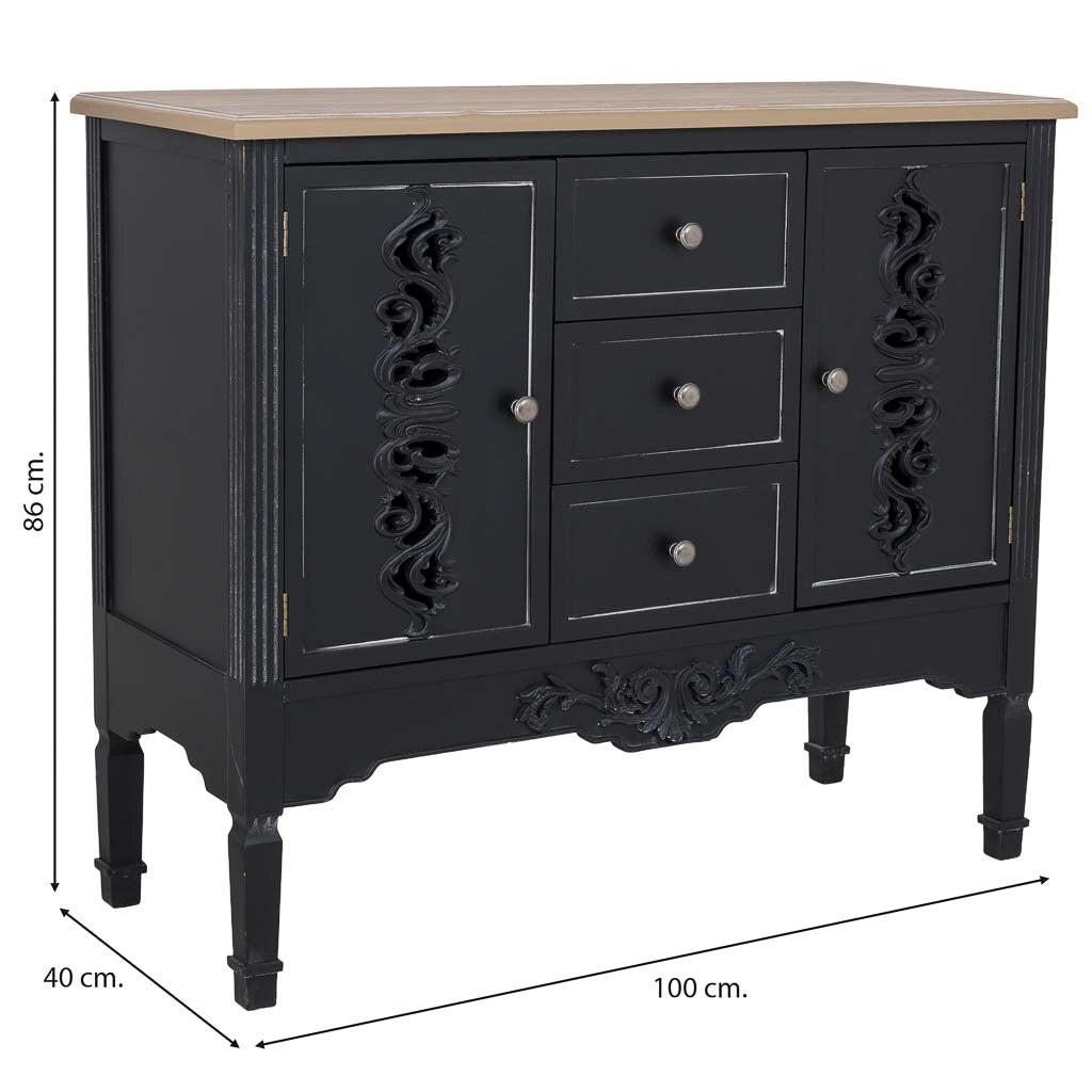 Credenza in legno nero 100x40x86h cm