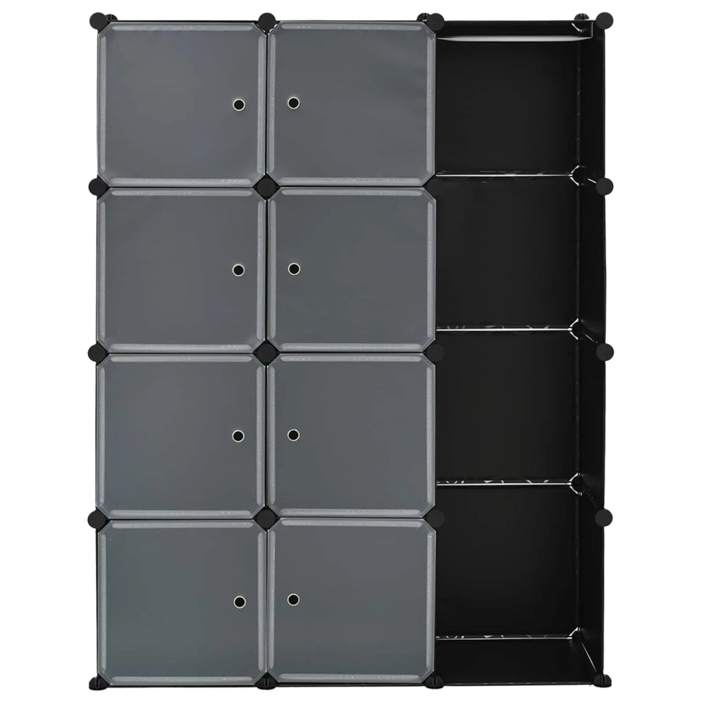Armadio Modulare con 9 Scomparti 109x36,5x143 cm Nero e Bianco 240497