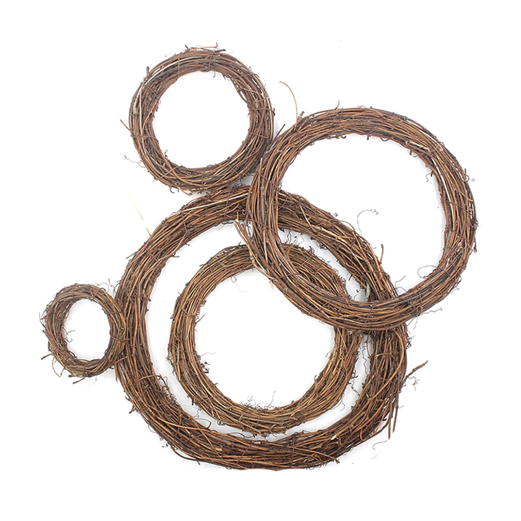 Set di 5 corone di rattan naturale, realizzate a mano, diametro da 8 a 30 cm