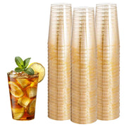 50 bicchieri in plastica resistente da 300 ml con glitter dorati, riutilizzabili