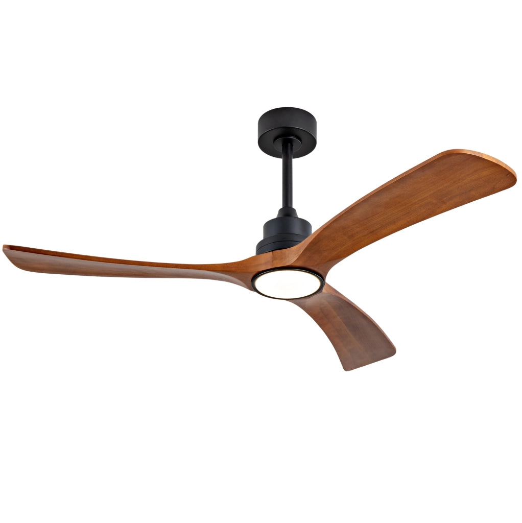 Ventilatore da soffitto con luce, 3 pale in legno, nero e noce scuro