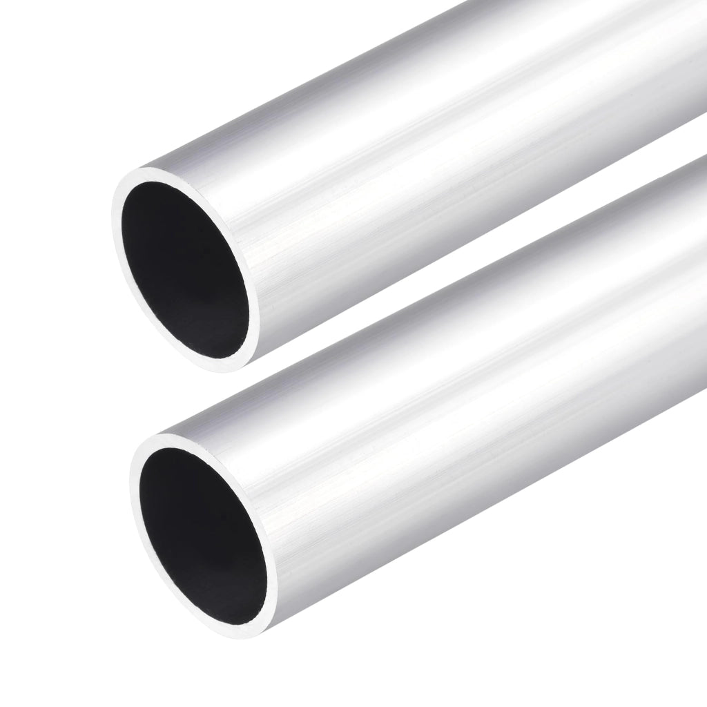 Tubo circolare in alluminio, 30x26x300 mm, 2 pezzi, colore argento