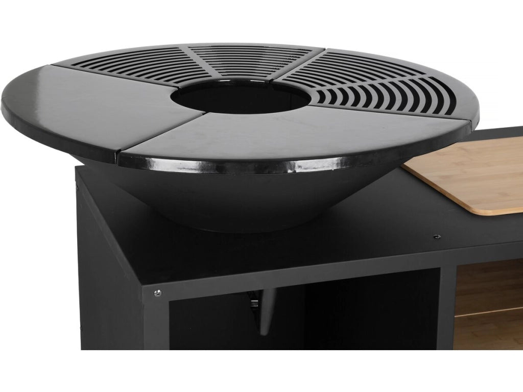 Barbecue a carbonella e legna con piastra e braciere "Maréchal" - Ø 81 cm - Nero
