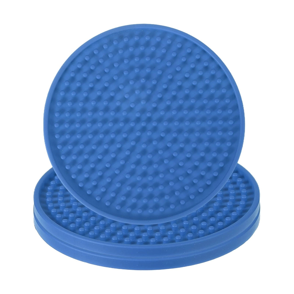 Sottobicchieri rotondi in PVC, confezione da 3 pezzi, colore blu, diametro 10 cm, antiscivolo
