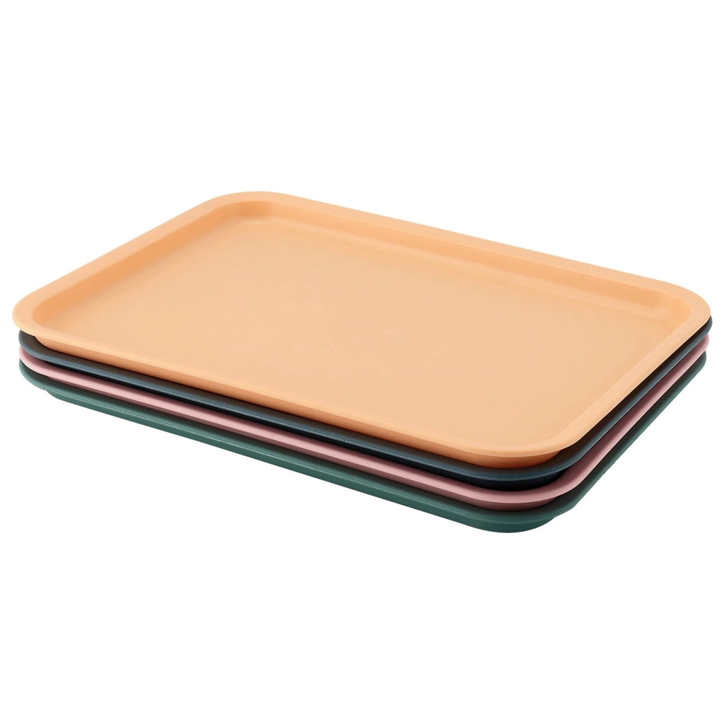 Vassoi in plastica, confezione da 8 pezzi, colorati, dimensioni 24,5x18x1,5 cm, forma rettangolare