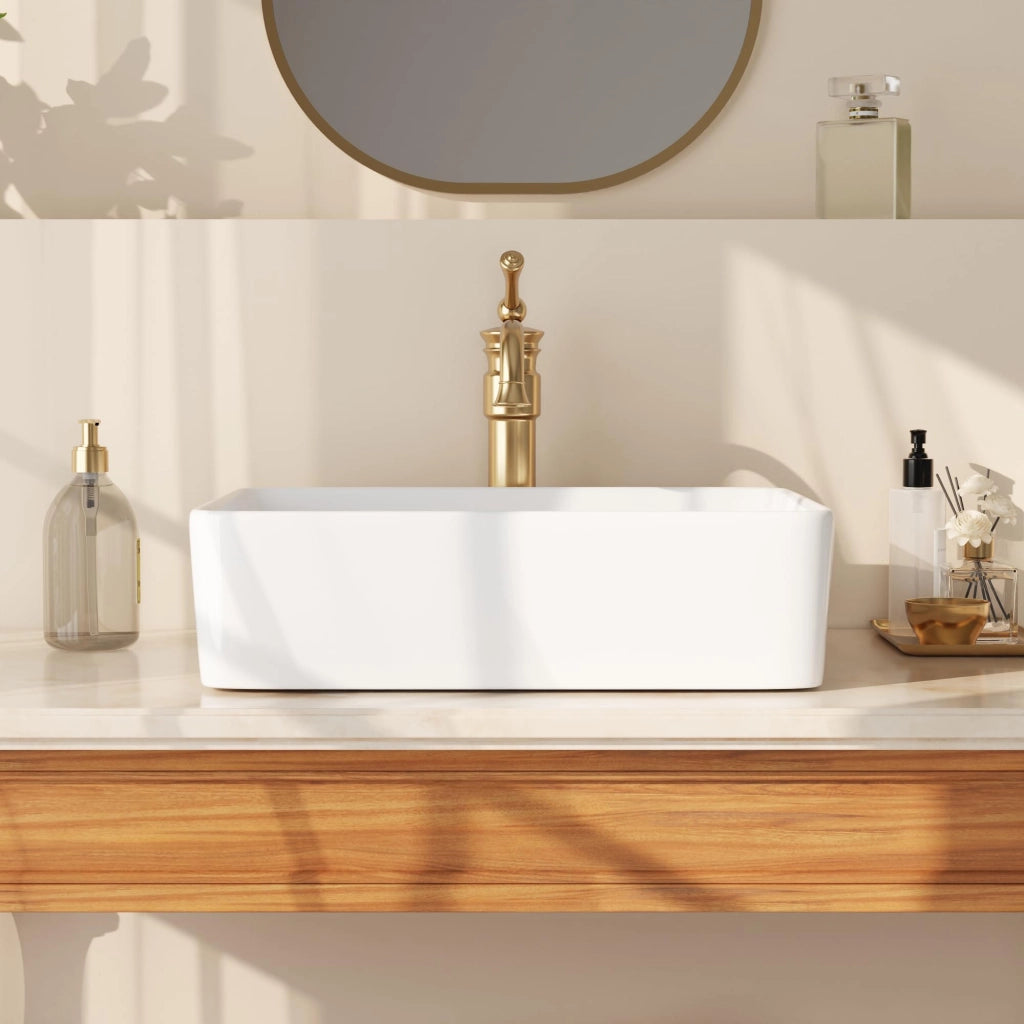 Lavabo da appoggio, forma quadrata, 480x375 mm, Vetroceramica, bianco