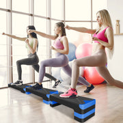 Step aerobico regolabile blu 68,5 cm con 4 rialzi