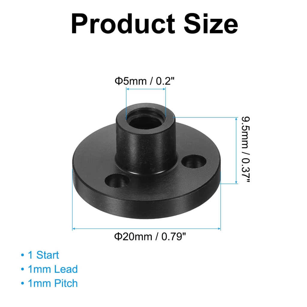 Confezione da 2 dadi trapezoidali POM, passo T5x1, 5 mm, per l'asse Z delle stampanti 3D