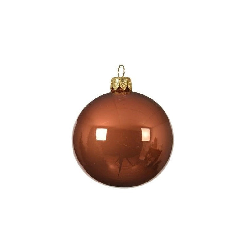 Set 4 palline di Natale in vetro rame lucido Ø10 cm