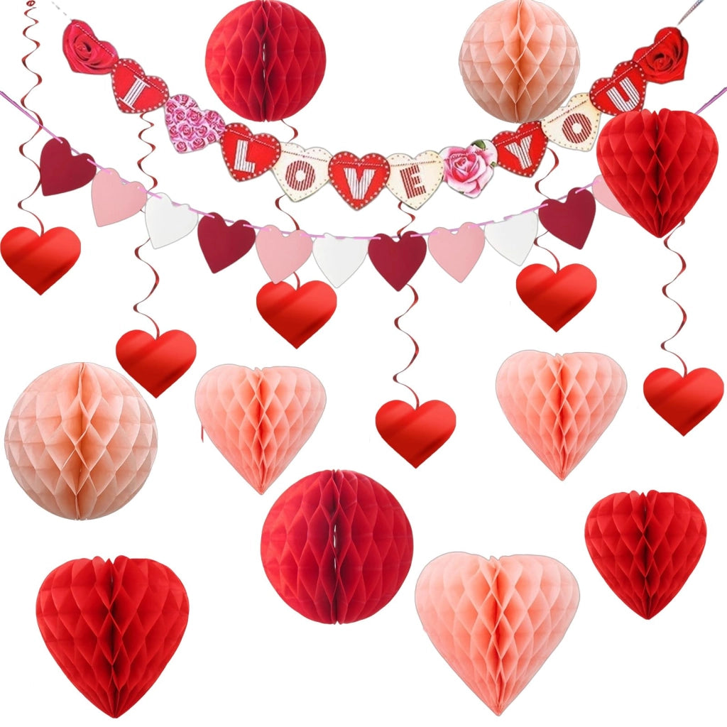 Set di decorazioni a forma di cuore, 18 pezzi, riutilizzabili e senza plastica