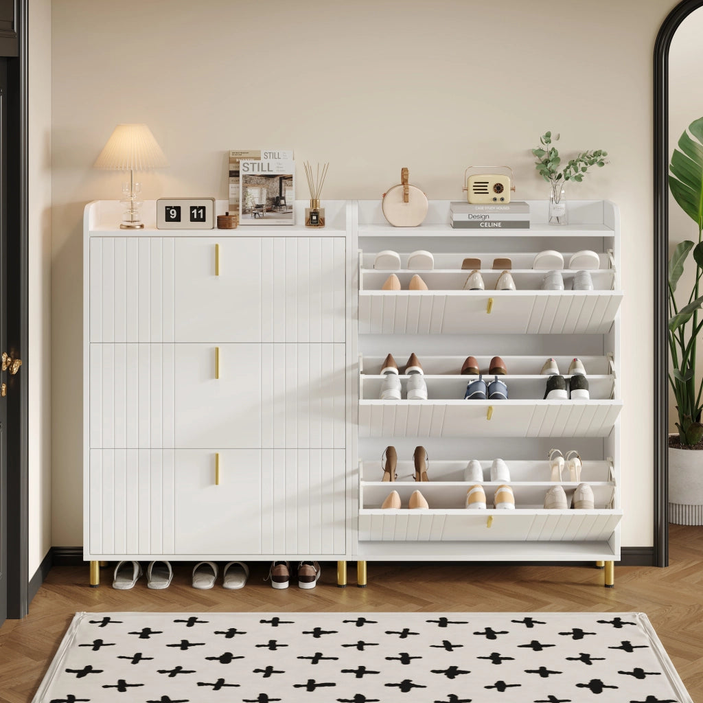 Set di 2 scarpiere 80 x 23,5 x 123,5 cm bianche in MDF per ingresso