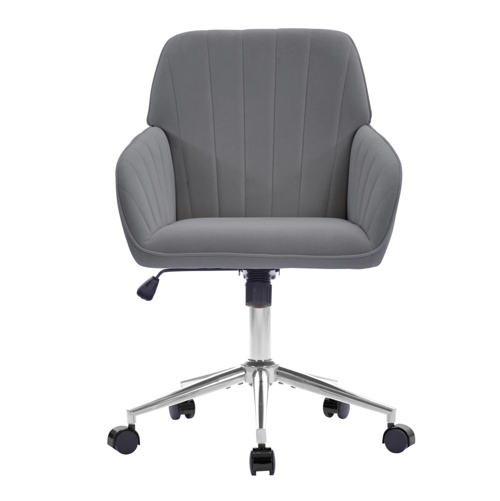 Sedia da ufficio ergonomica regolabile 60x60x97 cm in velluto grigio, per smart working