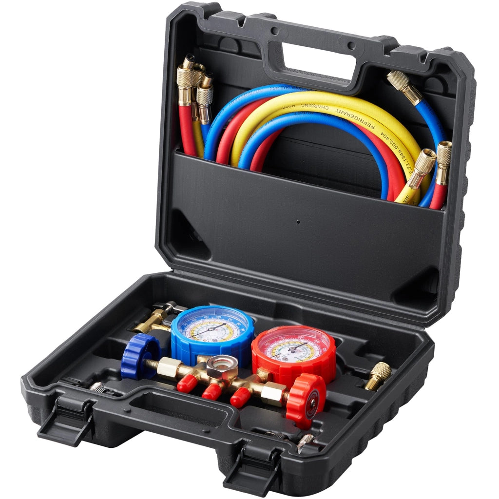 Set di Manometro del Refrigeranti a 3 Vie per R134A R22 R12 R502 per l'Aria Condizionata Uso Automobilistico, Set Indicatore del Collettore AC per Ref