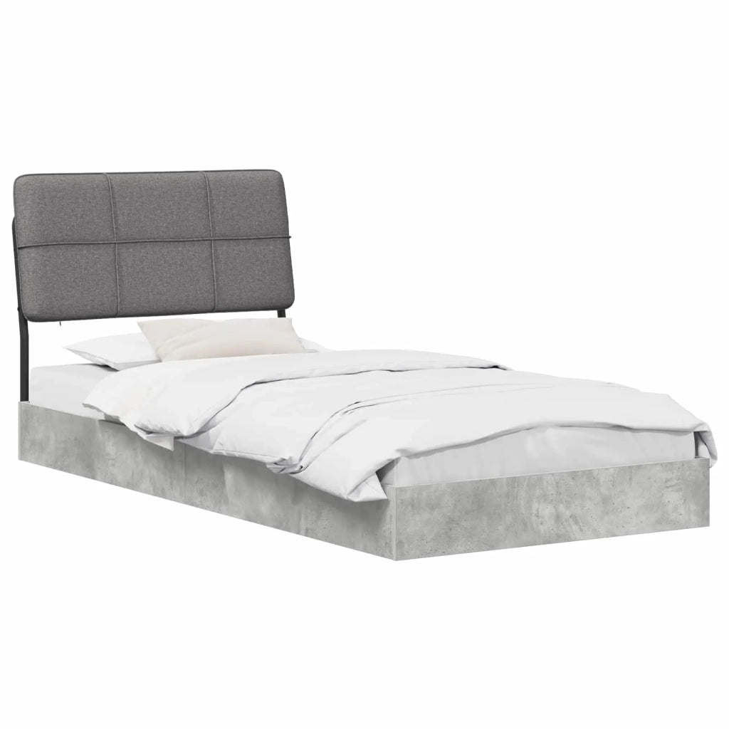 Letto singolo con testiera Grigio Cemento e Grigio Chiaro 8003136