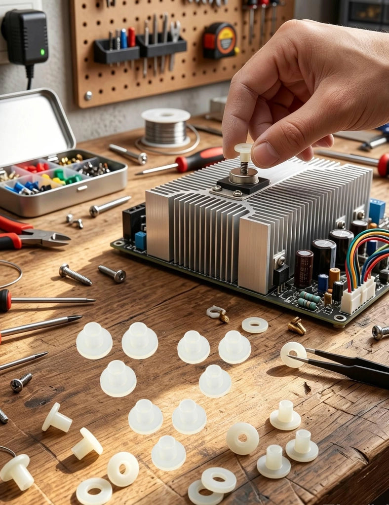 Anelli transistor in plastica isolata, colore bianco, confezione da 100 pezzi (modello TW-10)