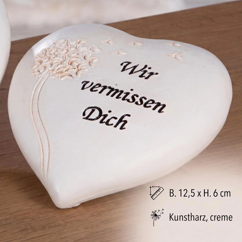 Cuore "Mi manchi" di Grabdeko, resistente alle intemperie, 12x13 cm