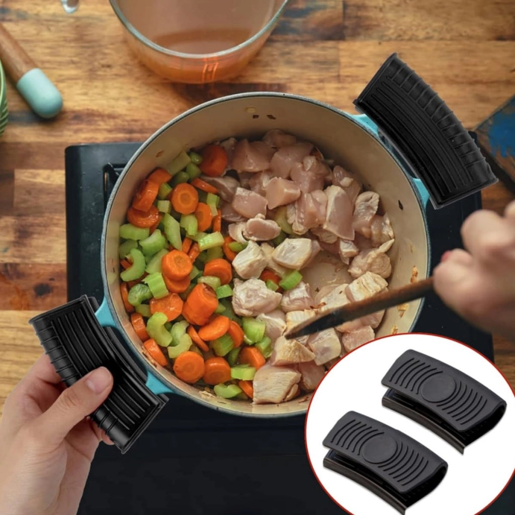 Set di 4 supporti in silicone per maniglie di pentole, resistenti al calore, anti-scottatura