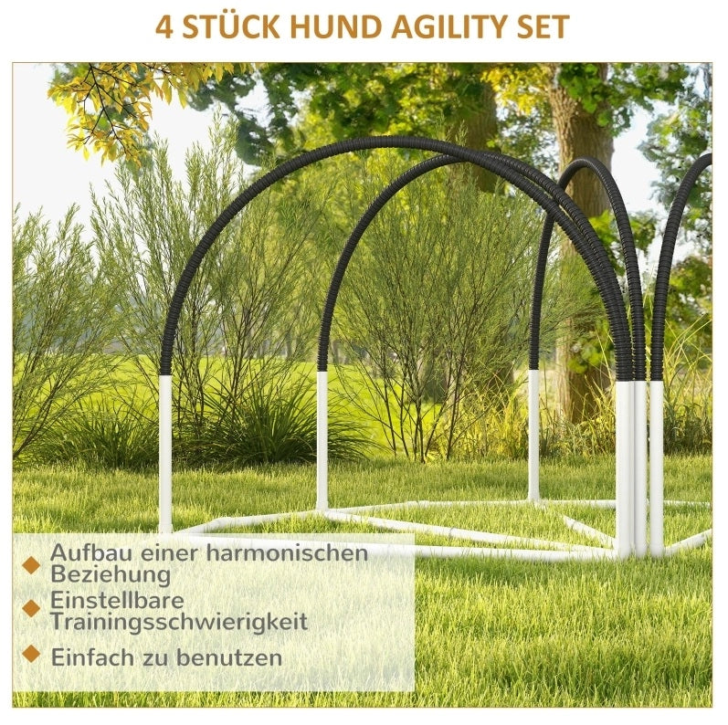 Set agility per cani 4 elementi con borsa, bianco e nero
