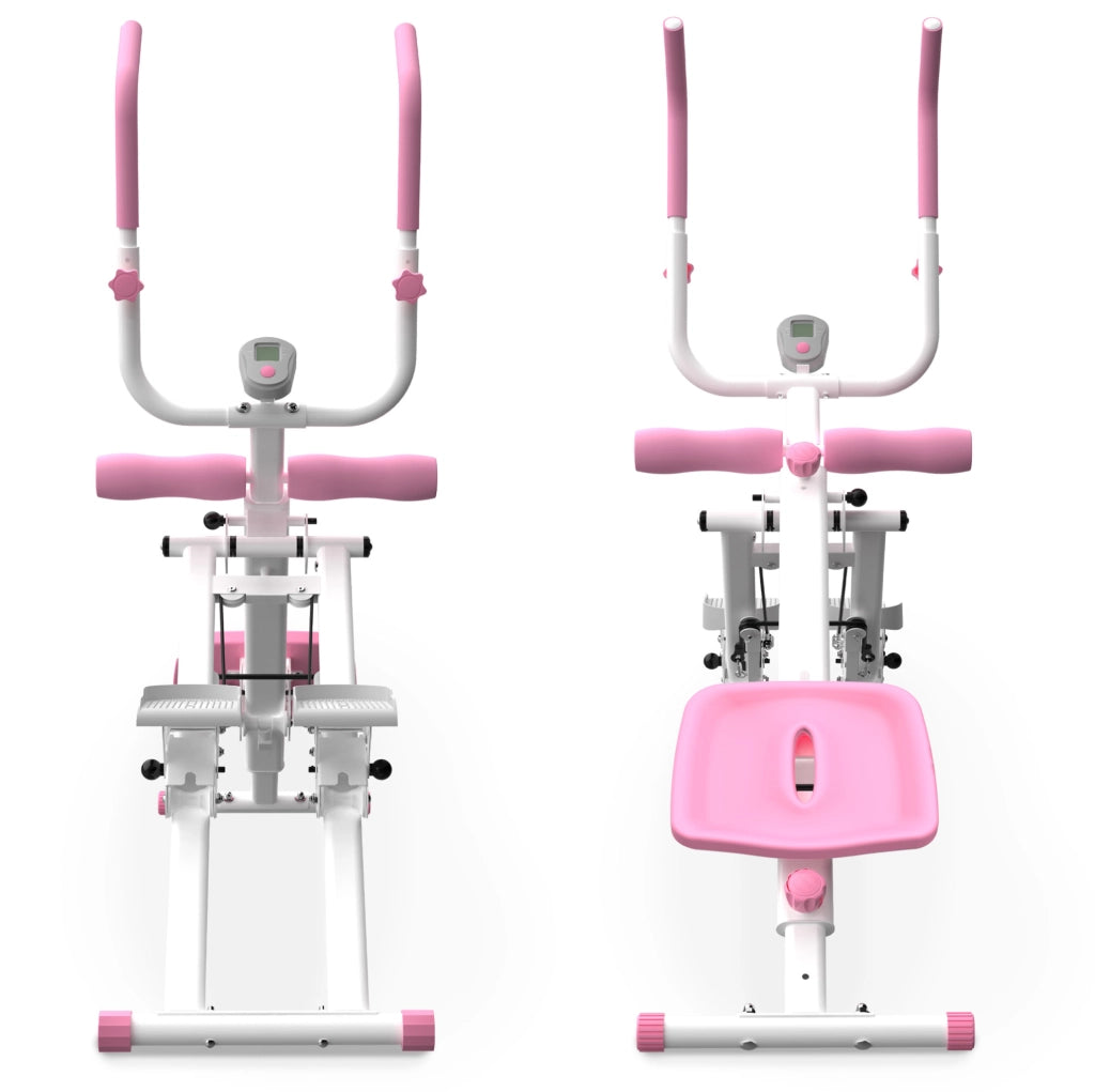Stepper e attrezzo per addominali 2 in 1 pieghevole rosa e bianco