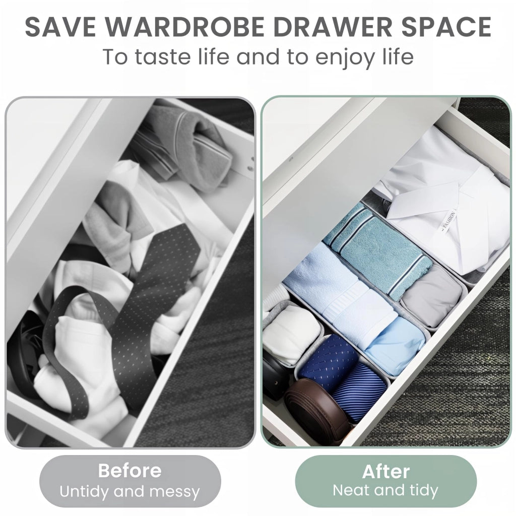Set di 8 organizer impilabili in feltro, colore grigio chiaro