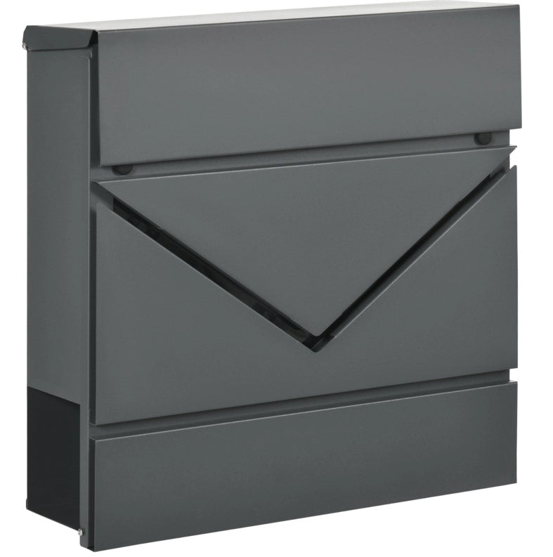 Cassetta postale da parete 37 x 10,5 x 37 cm in acciaio grigio con serratura