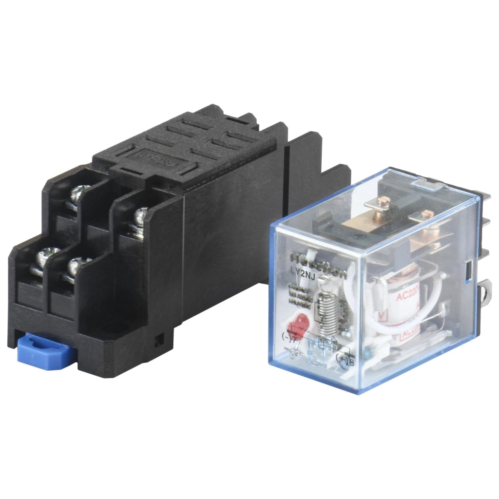 Relè LY2NJ, 220 VAC, DPDT, 10 A, con LED e base