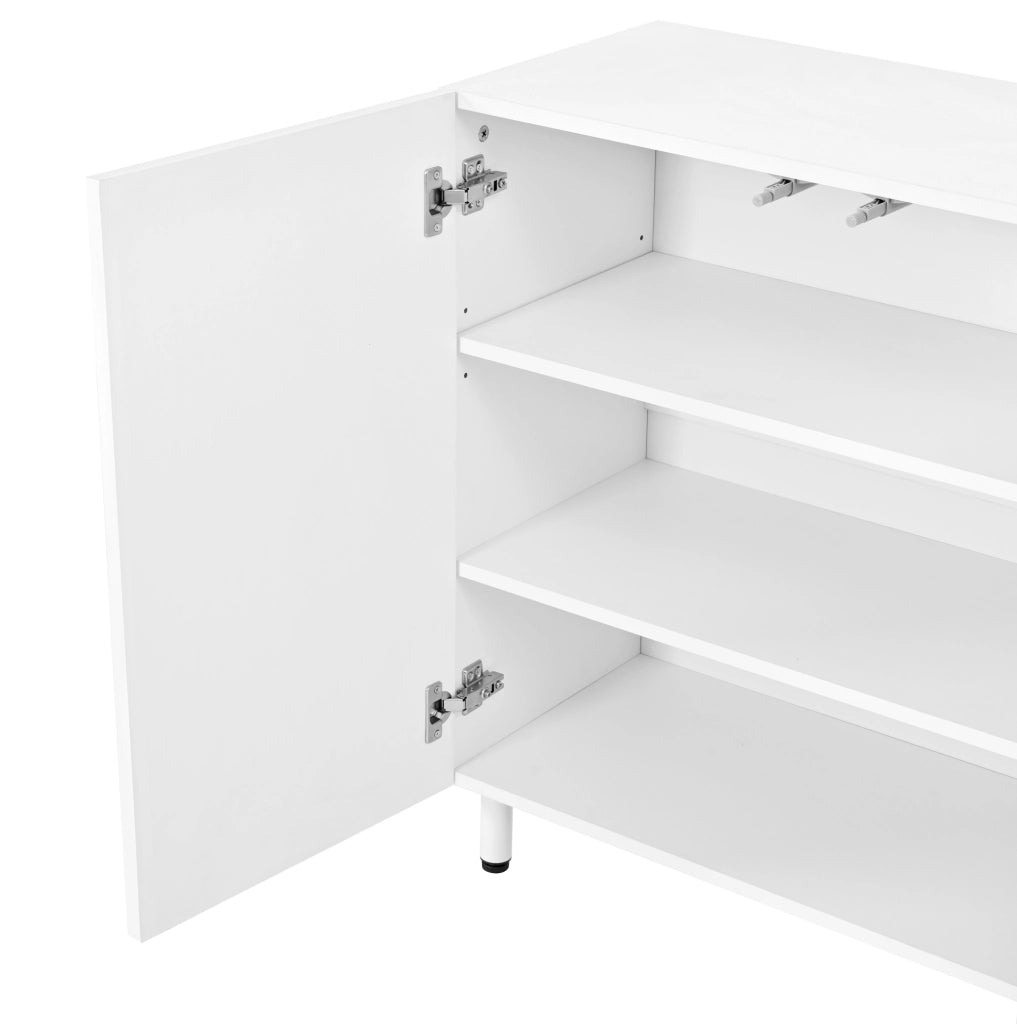 Credenza scarpiera bianca a 3 ante con ripiani regolabili