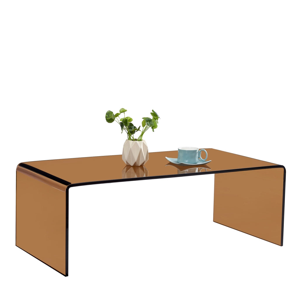 Tavolino multifunzione in vetro temperato marrone 100x50 cm