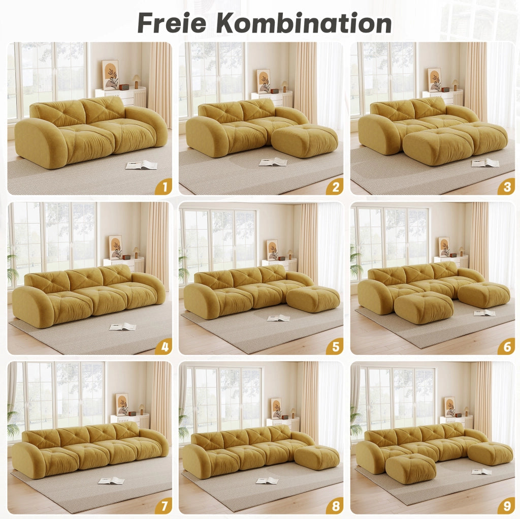 DIVANO Modulare 281x171x76 cm in Chenille Giallo