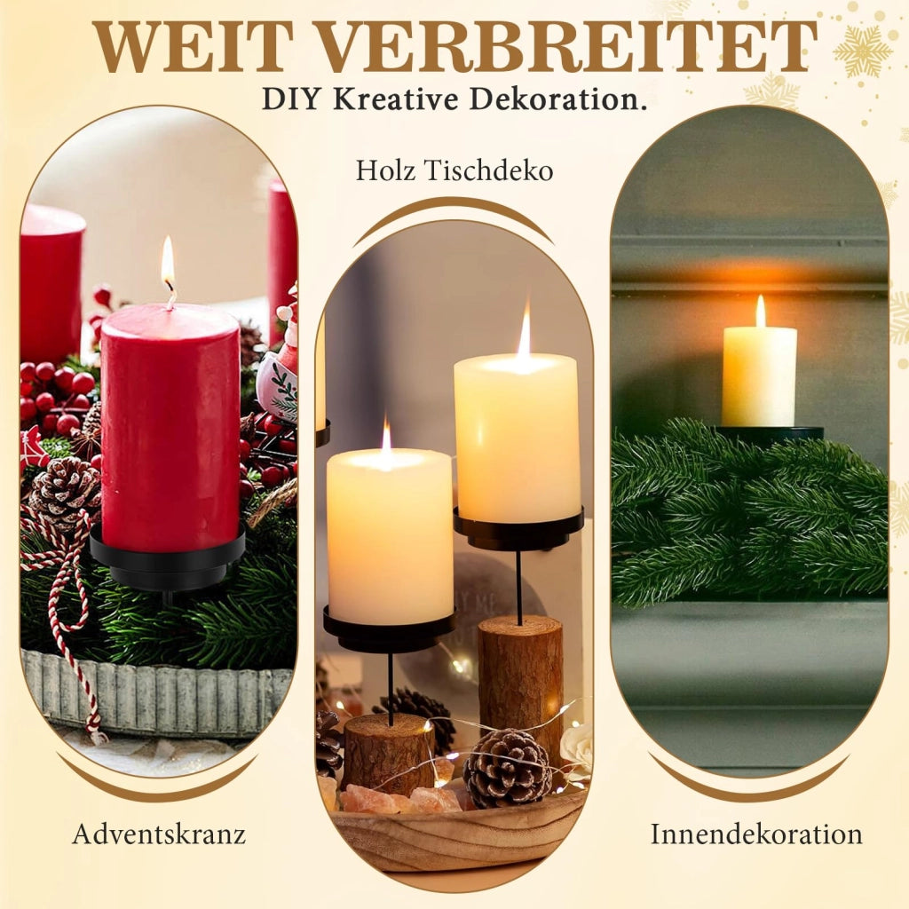 4 Candele decorative per l'Avvento, metallo nero, 8 cm, 2-in-1