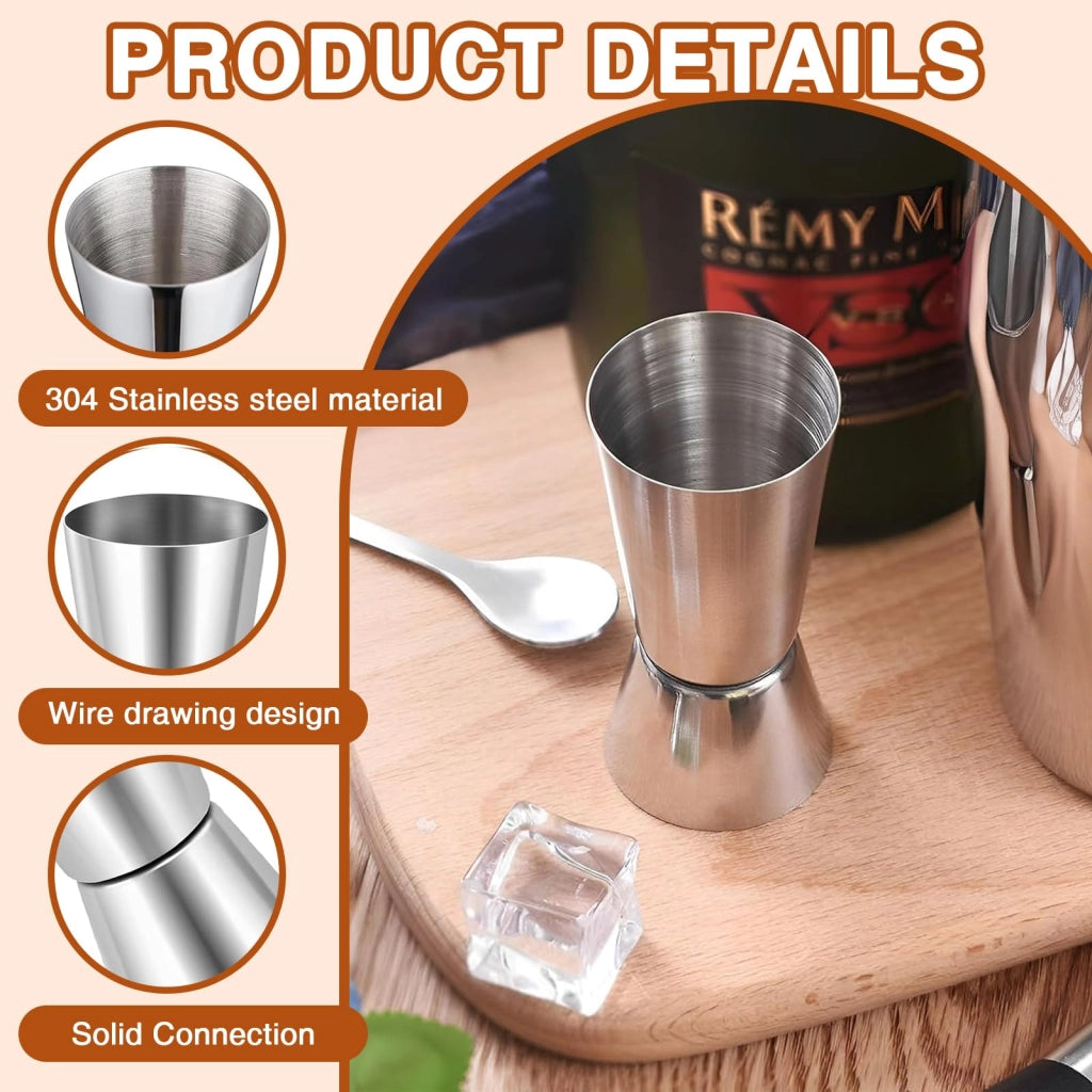 2 bicchieri misuratori per cocktail, da 2 cl e 4 cl, in acciaio inossidabile