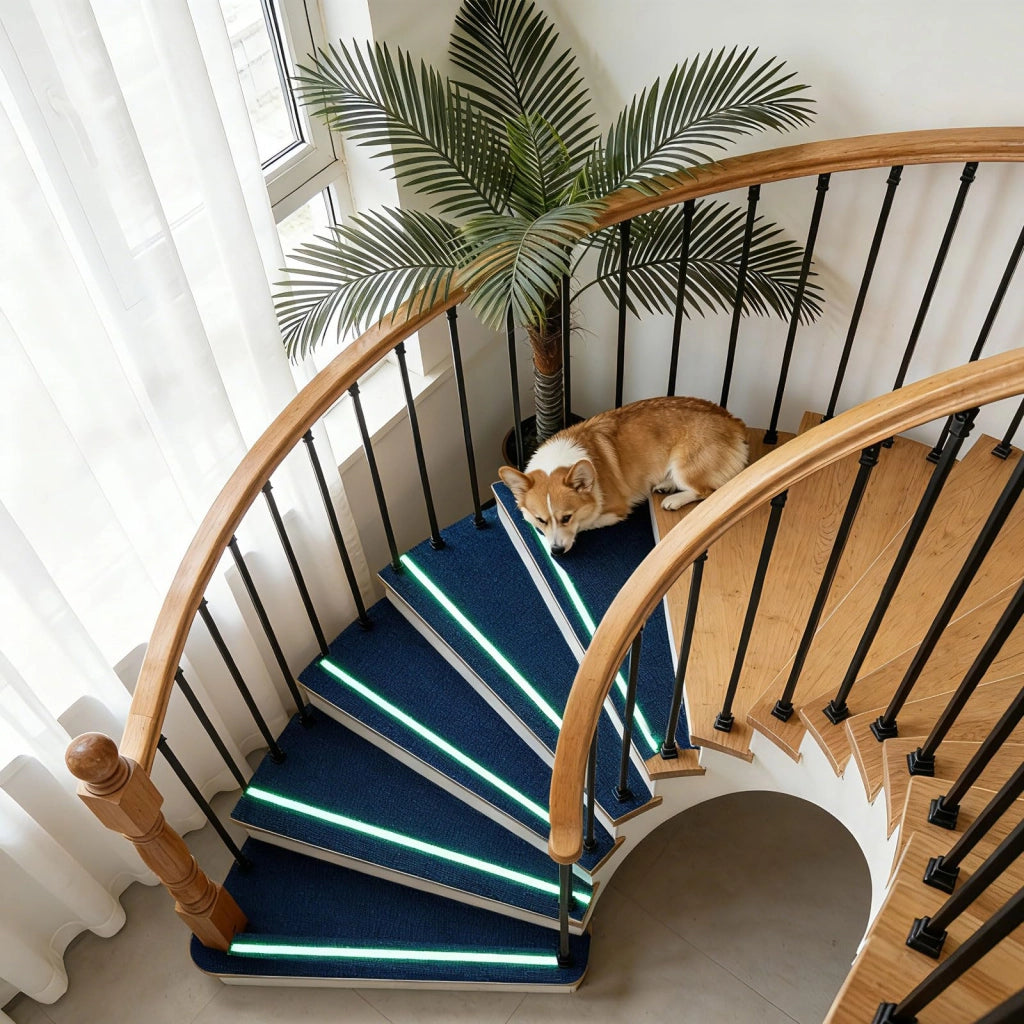 Set di 4 tappetini per gradini, dimensioni 20x76 cm, autoadesivi, colore nero