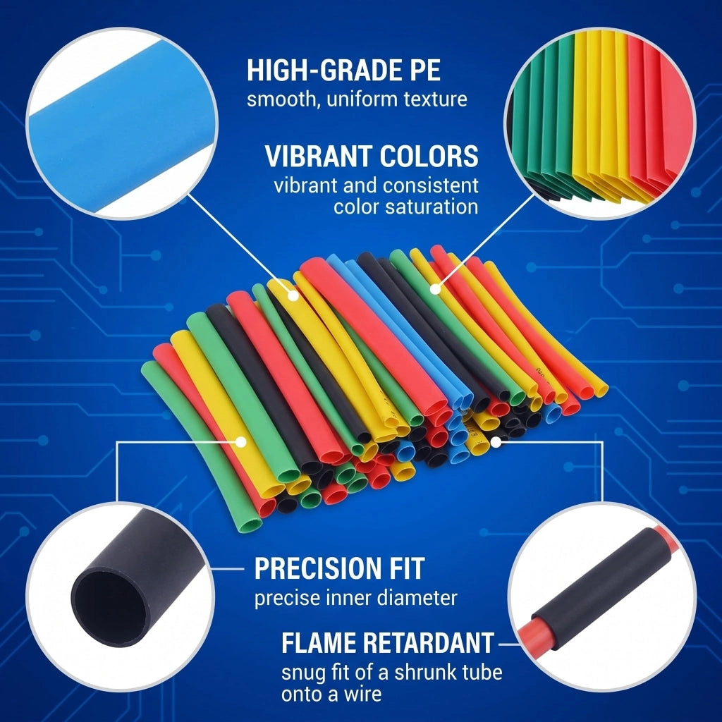 Kit di guaine termorestringenti, 328 pezzi, in polietilene, multicolore, ignifugo