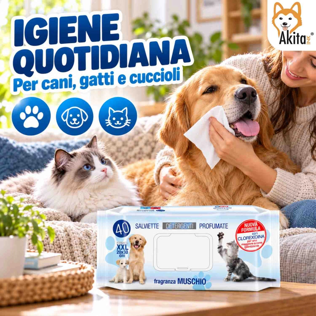 Akitaink Salviettine Pets Muschio 12 Pack 480 Pz Clorexidina