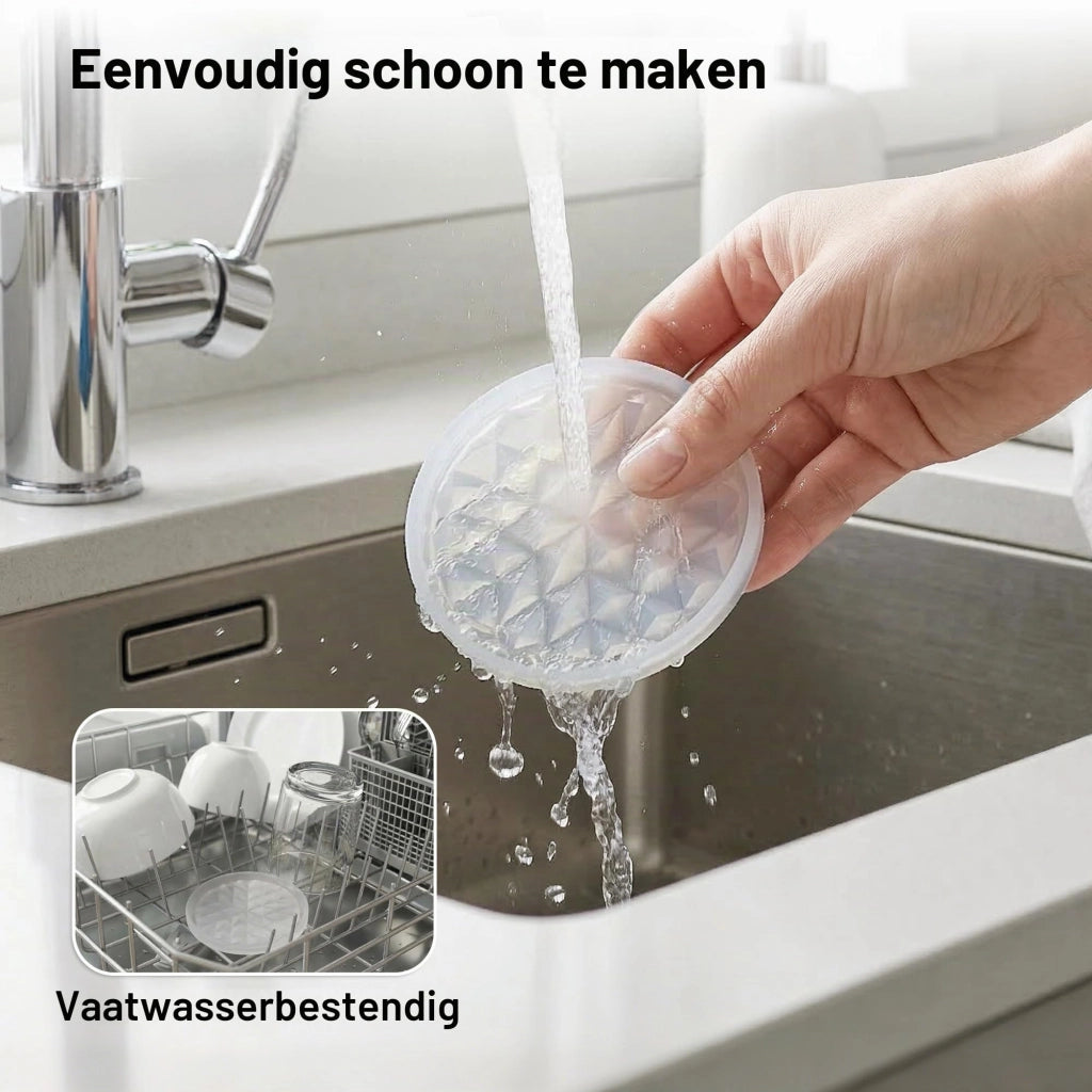 Set di 2 sottobicchieri in silicone, rotondi, diametro 9,5 cm, trasparenti