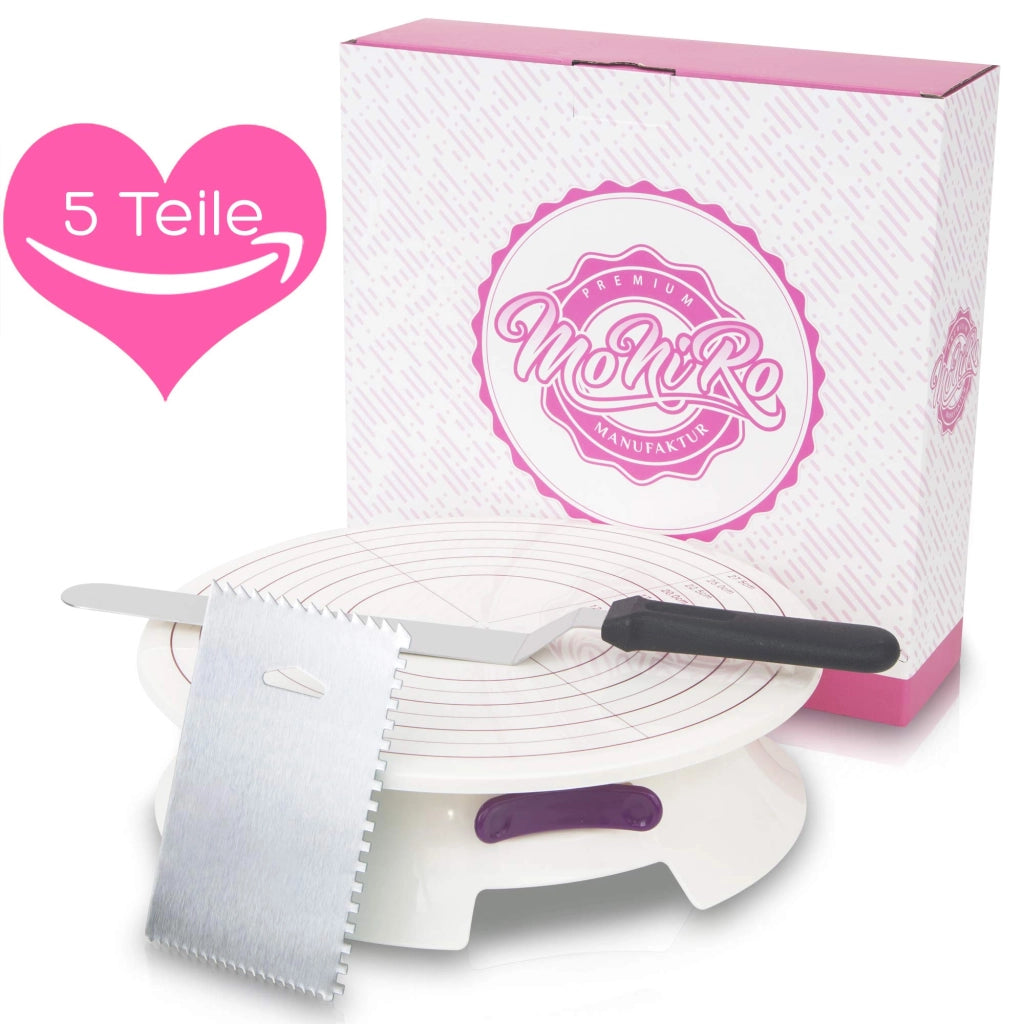 Piatto girevole per dolci da 30 cm con set di accessori per il fondente