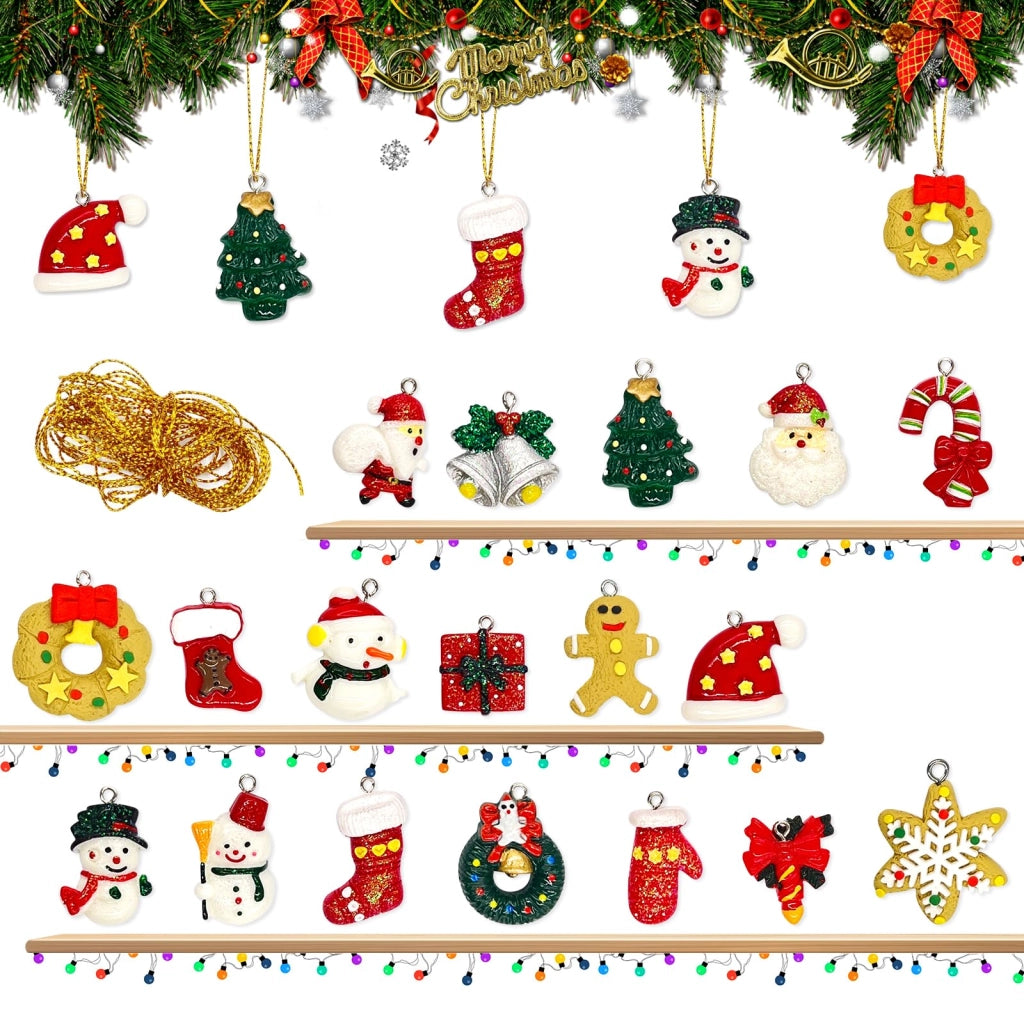 18 miniature figure in resina, decorazioni natalizie, colorate