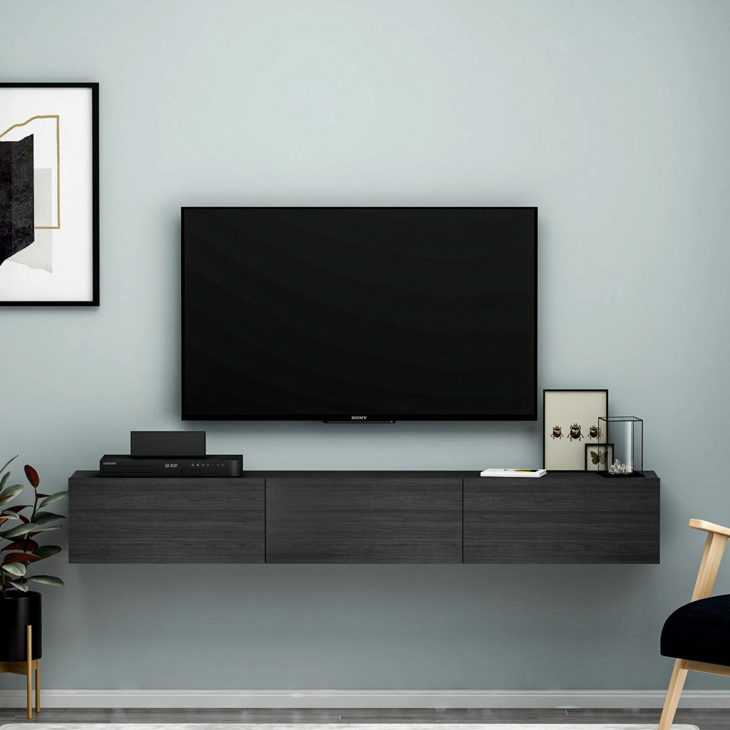 Lariano, Mobile Porta tv 3 Ante, 180x31x26h cm Nero