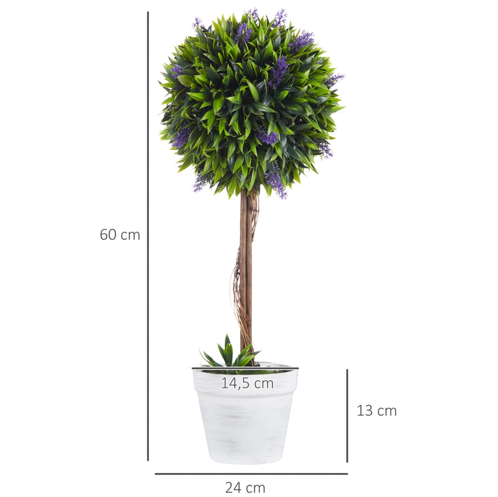 PIANTA ARTIFICIALE Lavanda 60 cm Verde in plastica Set da 2 pezzi