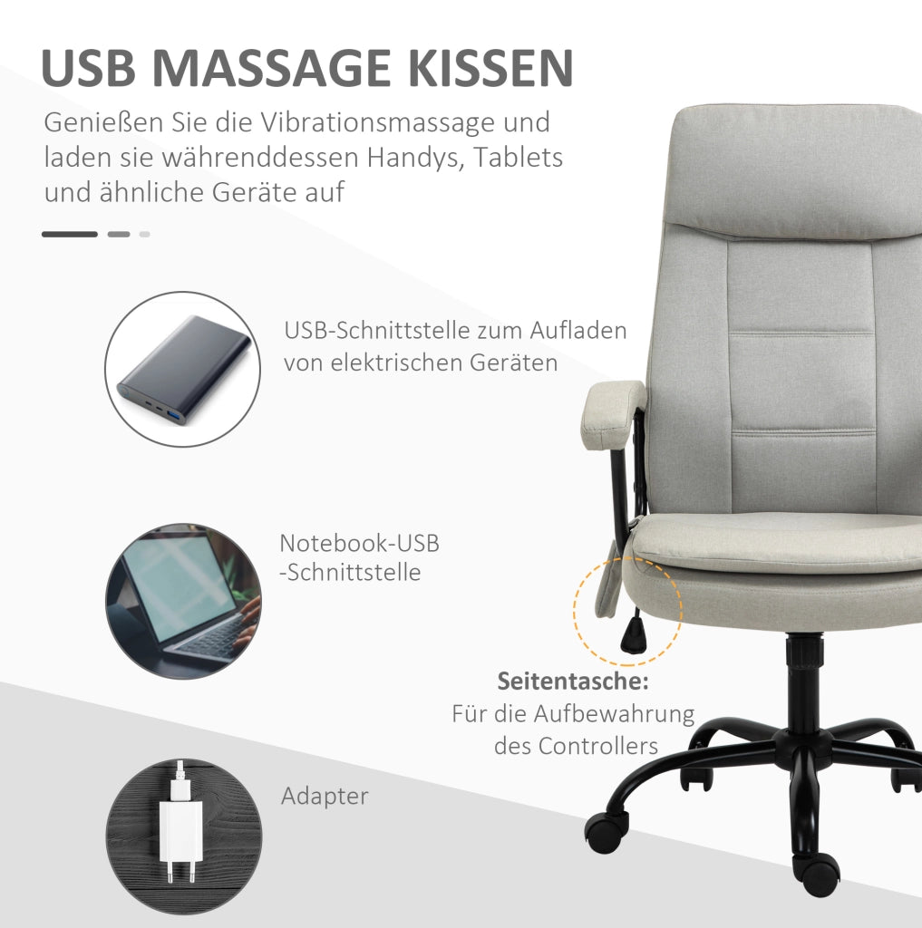 SEDIA da ufficio ergonomica con massaggio, regolabile in altezza, beige