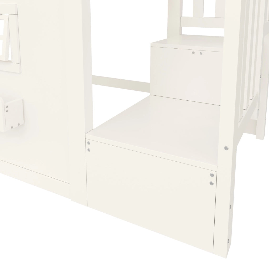 Letto a soppalco 90x200 cm con scala contenitore e LED