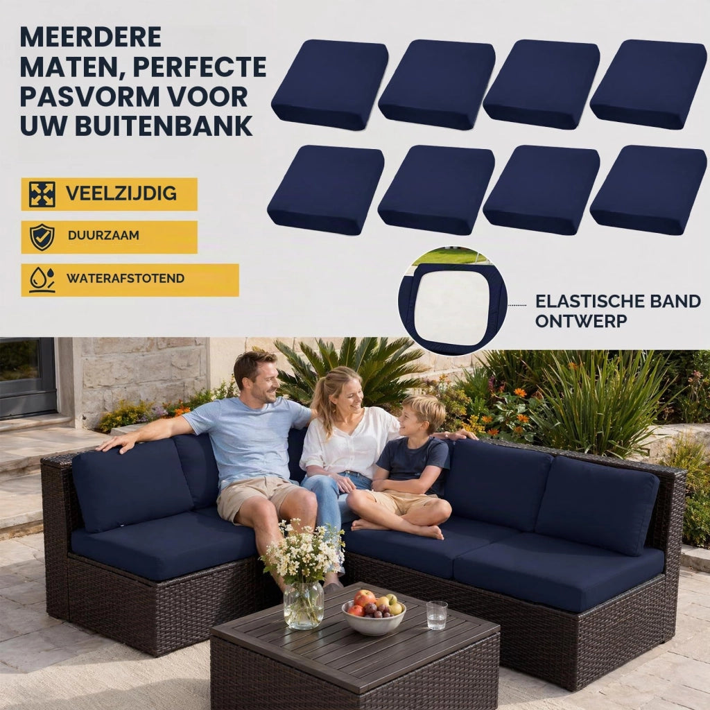 Copridivano elasticizzati, per uso esterno, set da 8, colore blu navy