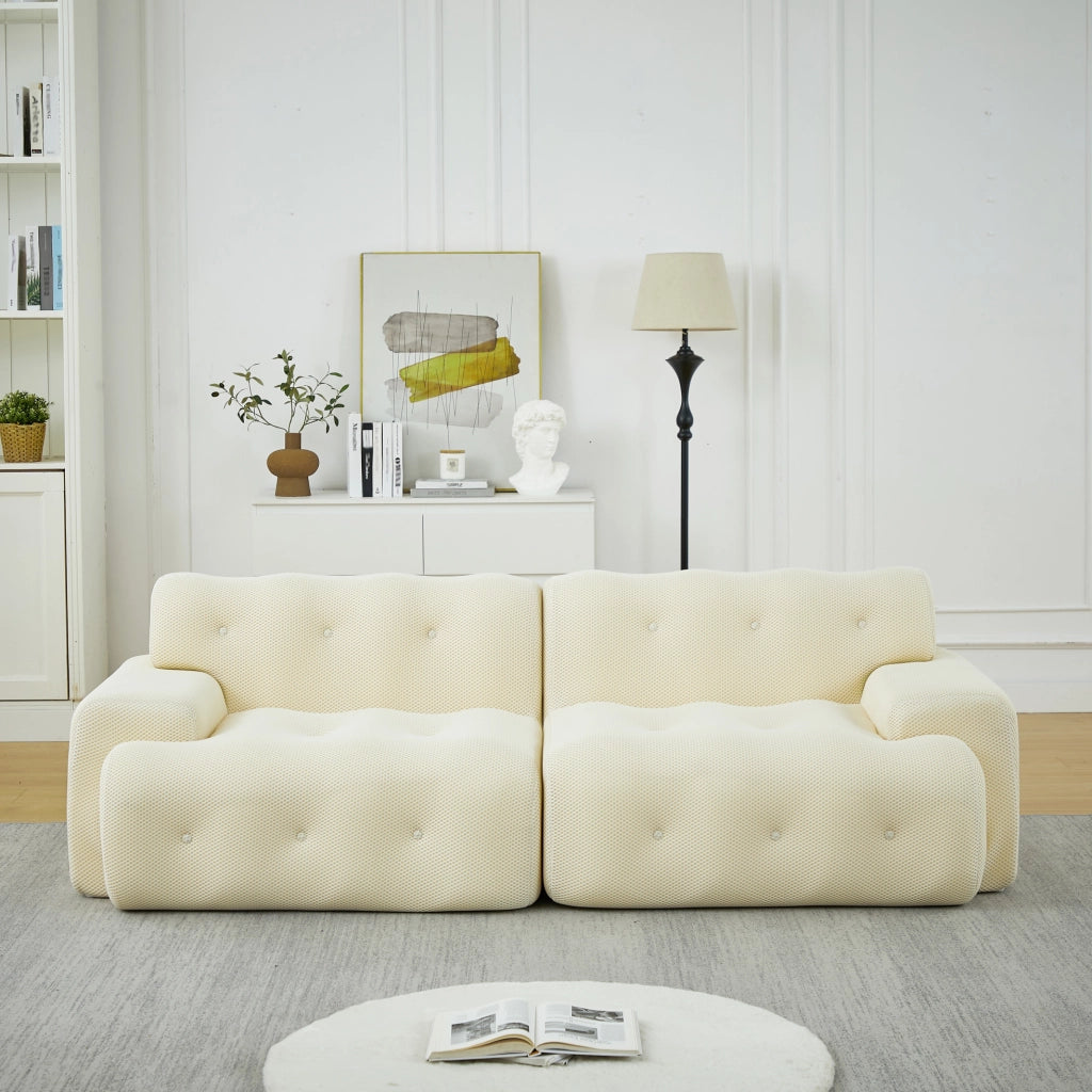 Divano 2 posti modulare beige in tessuto, 224 cm