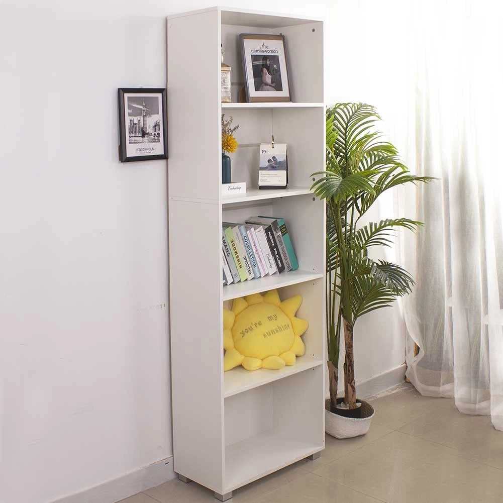 Libreria con 5 ripiani, bianca, dimensioni 60x31x190 cm, realizzata in MDF