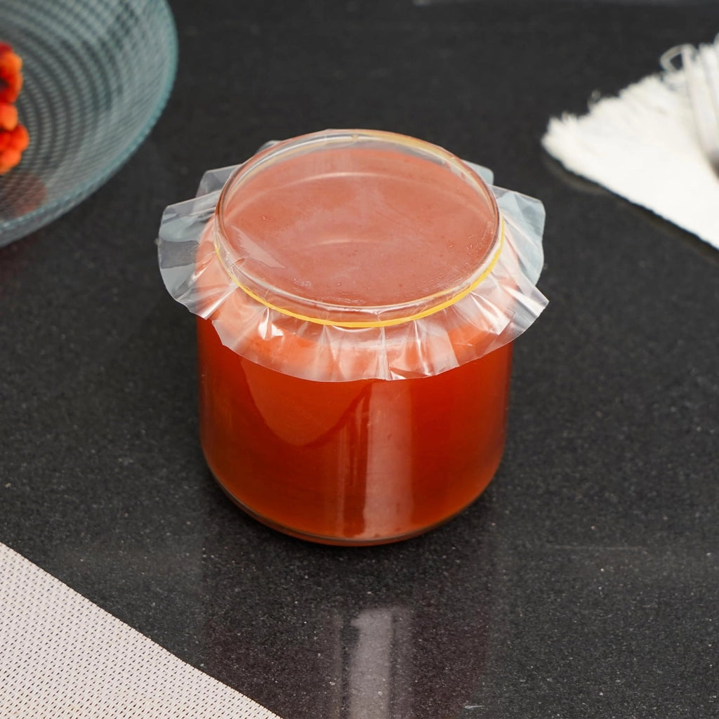 Set di 24 coperchi per vasetti di marmellata con elastici e etichette