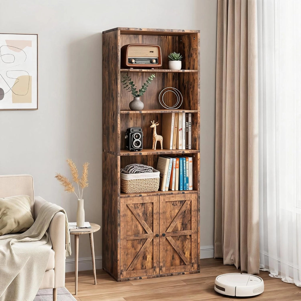 Libreria a 6 ripiani con 2 ante