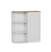 Scaffale angolare bagno 68x25x76 cm MDF bianco e rovere, ripiano aperto
