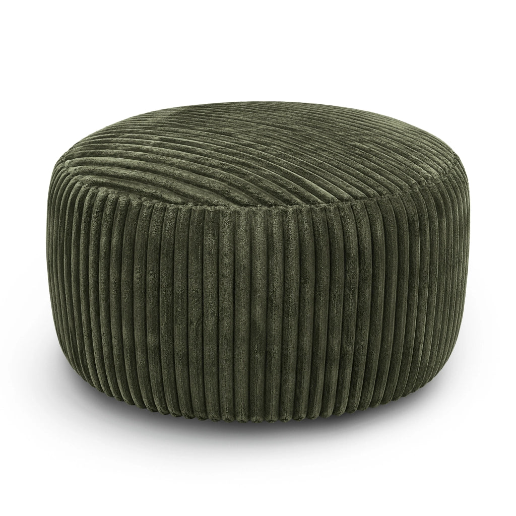 Poltrona pouf rotonda con schiuma viscoelastica in velluto a coste verde